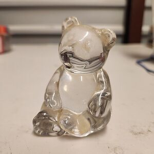Vintage Princess House Glass Animal Figurine Label Crystal Germany Teddy Bear 3"